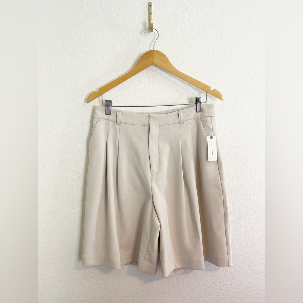 Anthropologie Maeve The Avery Pleated Trouser in cream Shorts -NWT. 8 - Picture 4 of 9